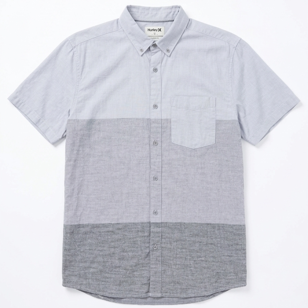 Hurley Men's Short Sleeve Three-Tone Gray Button-Down Shirt